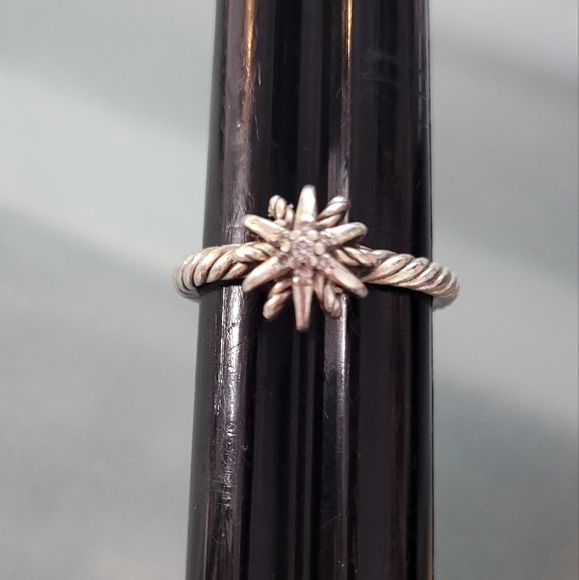 David Yurman Sterling Silver Diamond Mini Starburst Ring